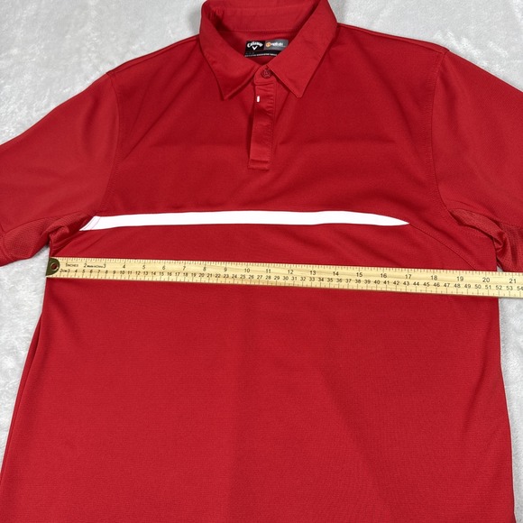 Callaway Men's Opti-Dri Size Medium Golf Polo Shirt Red Black Striped Vented - Picture 4 of 8
